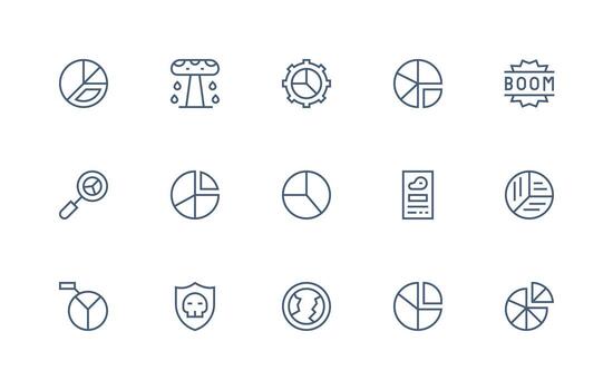 15 Regular Line Icons for Breakdown Graphics Compact Icon Set vector