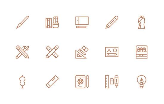 15 regular línea estilo íconos desde dibujar colección simplificado icono paquete para visual herramientas vector