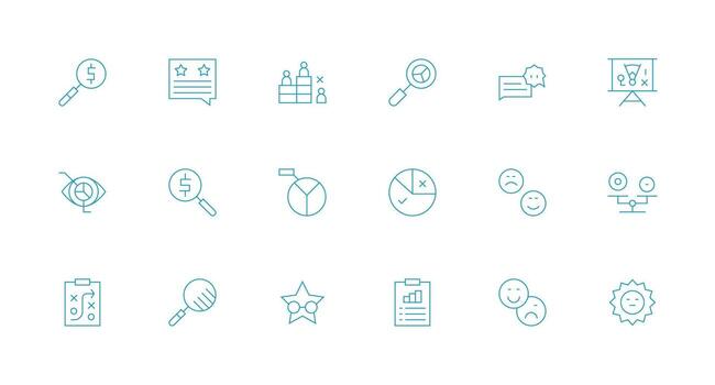 18 Evaluation Icons in Minimal Line Aesthetic Icons Built for Visual Consistency Pack vector