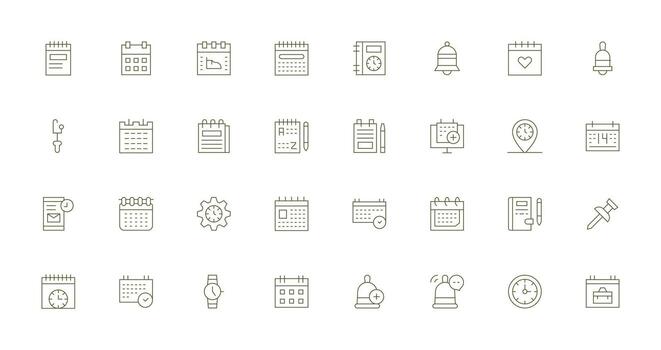 32 Icons for Reminder in Thin Line Format Neat Icon Set vector
