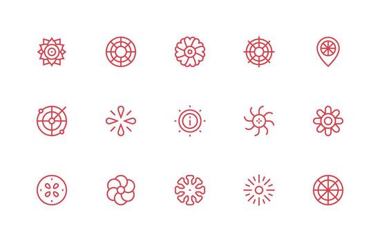 radial icono conjunto con 15 regular línea gráficos profesional icono conjunto vector