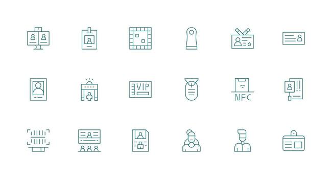 Identification Design Icons featuring 18 in Minimal Line Style High-Resolution Icons for Any Platform vector