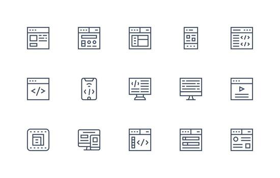 15 Regular Line Icons for Html Graphics Smart Icon Collection vector