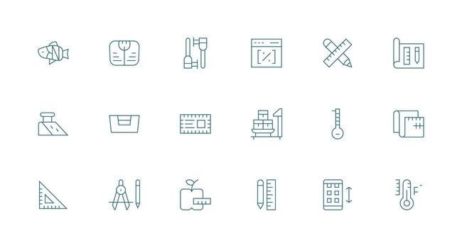 18 Scale Icons in Minimal Line Aesthetic Icon Set for Web vector