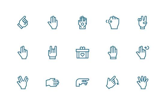 Gesture Visual Pack containing 15 Regular Line Icons Icons Built for Visual Consistency Pack vector