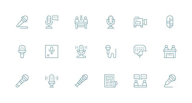 Interview featuring 18 Icons in Minimal Line Design Scalable Icon Pack vector
