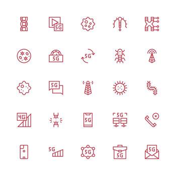 celular conjunto con 25 medio carrera contorno íconos simplificado icono paquete para visual herramientas vector