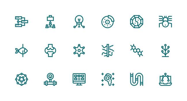 diagrama visual paquete conteniendo 18 fuerte carrera línea íconos usuario interfaz íconos para digital productos vector