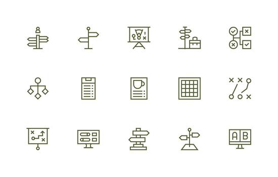 15 regular línea estilo íconos desde opciones colección ui y ux enfocado icono colección vector