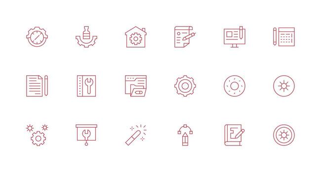 Modify Icon Collection with 18 Minimal Line Designs User Interface Icons for Digital Products vector