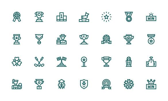 28 Bold Line Icons for Trophy Graphics Scalable Icons for All Themes vector