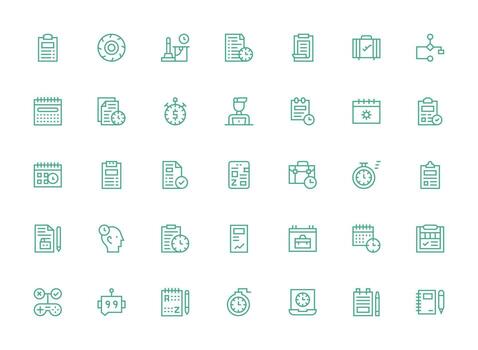 35 regular limpiar línea íconos para tarea gráficos completar icono haz para web diseño vector
