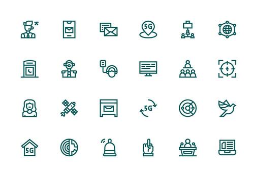 Thick Line Line Icons from Communication Set with 24 Vectors Icons Built for Visual Consistency Pack
