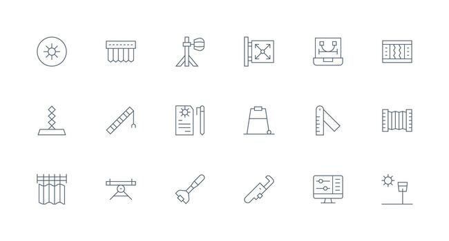 ajustable visual paquete conteniendo 18 mínimo línea íconos todas dispositivo compatible icono conjunto vector