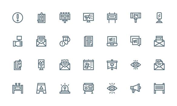 Notice Design Icons featuring 28 in Bold Line Style Simple Icons for Interface and Wireframes vector