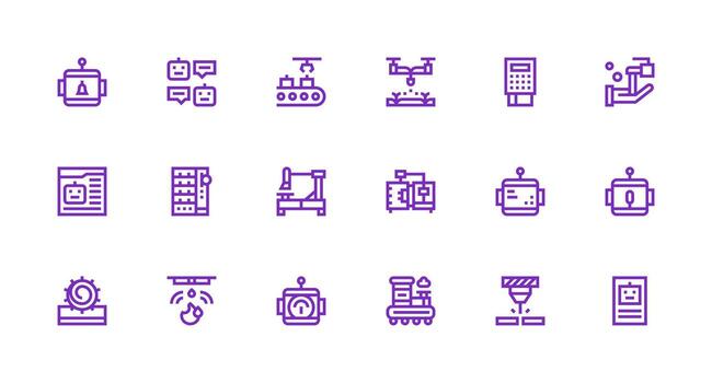 18 Icons for Automated in Strong Stroke Line Format Minimal Icon Set for Interface Projects vector