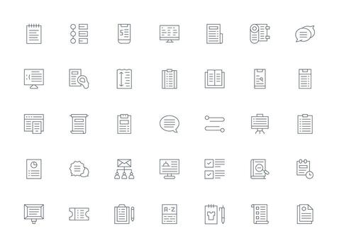 Light Line Icons from List Set with 35 Vectors Pixel Perfect Icon Set