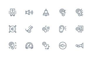 Audible Icon Set with 15 Regular Line Graphics Digital Product Icons for Fast Delivery vector