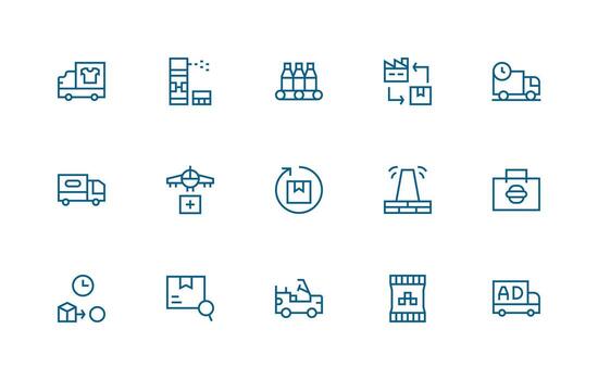 Shipment featuring 15 Icons in Regular Line Design Multi-Purpose Icon Pack for Templates vector
