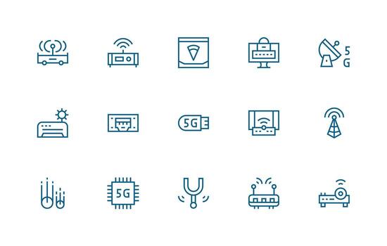 Modem Icon Collection with 15 Regular Line Designs Scalable Icons for All Themes vector