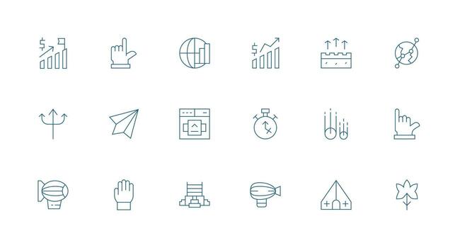 18 Icons for Upward in Minimal Line Format Minimal Icon Set for Interface Projects vector