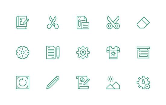 editar conjunto con 15 regular línea íconos monitor icono paquete vector