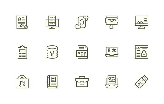 Regular Line Style File Icons with 15 Vectors Lightweight Icon Series