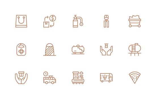 15 entrega íconos en regular línea estético ui y ux enfocado icono colección vector