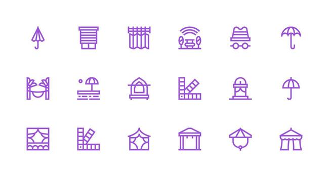 18 Strong Stroke Line Icons for Shade Graphics Web Icon Collection vector