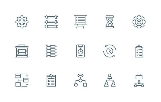 15 Regular Line Style Icons from Workflow Collection UI-Ready Icon Collection vector