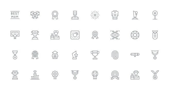 Recognition Icon Set with 32 Thin Line Graphics Organized Pack for Project Assets vector