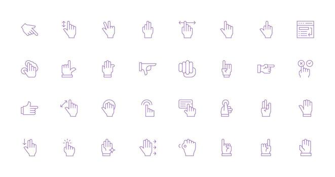Cursor Visual Pack containing 32 Thin Line Icons Interface Icons for Daily Use vector