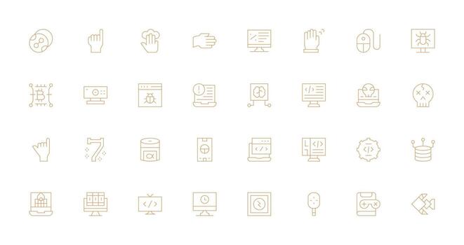 32 Thin Line Icons for Software Graphics Line Icon Collection vector