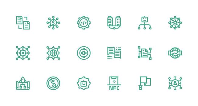 18 Strong Stroke Line Vectors for Integration Theme Reusable Icon Set
