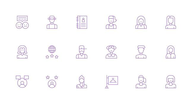 mínimo línea íconos desde cliente conjunto con 18 vectores escalable íconos para multiplataforma interfaces