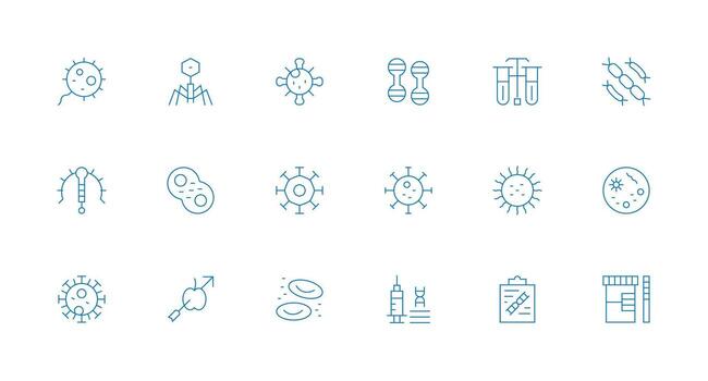 Minimal Line Style Biological Icons with 18 Vectors Multi-Purpose Icon Set