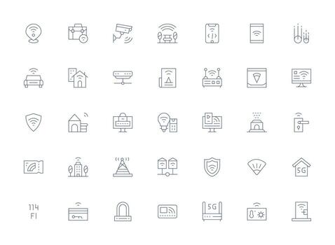 Light Line Style Wifi Icons with 35 Vectors Essential Icons for Rapid UI Building