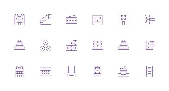 mínimo línea íconos desde multi nivel conjunto con 18 vectores plano icono conjunto