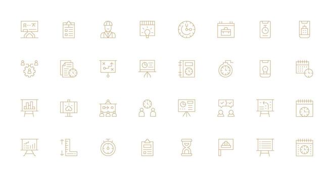 32 Icons for Project in Thin Line Format Editable Icon Collection vector
