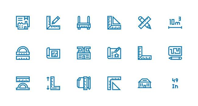 18 Icons for Blueprint in Strong Stroke Line Format Scalable Icon Pack vector