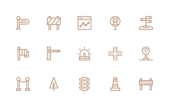 Regular Line Icons from Traffic Set with 15 Vectors Web Icon Collection