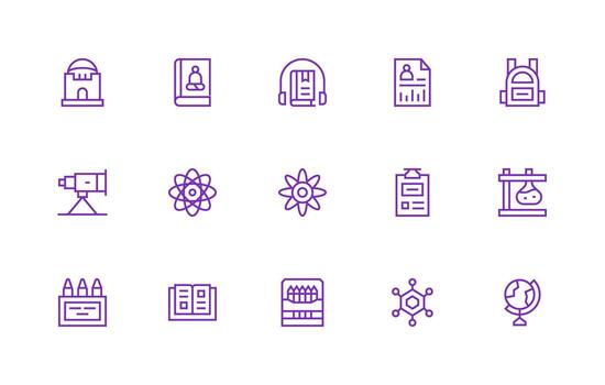 Education Icon Set with 15 Regular Line Graphics Balanced Icon Set for Functional Design vector