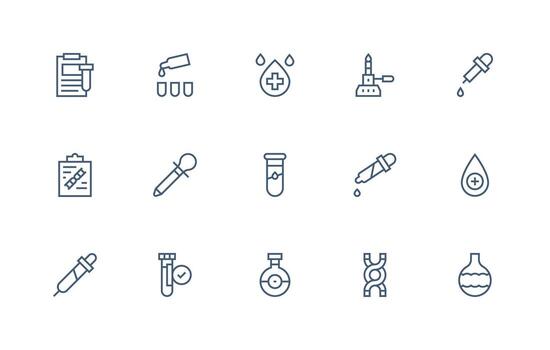 regular línea estilo prueba íconos con 15 vectores mínimo icono conjunto para interfaz proyectos