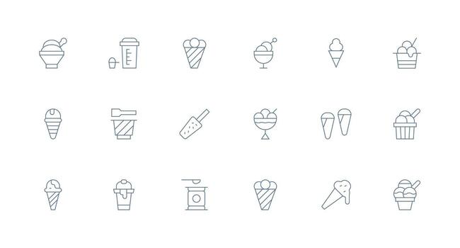 Scoop Set with 18 Minimal Line Icons Simplified Icon Pack for Visual Tools vector