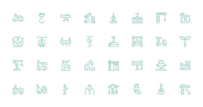 Crane Set with 32 Thin Line Icons Web Icon Collection vector