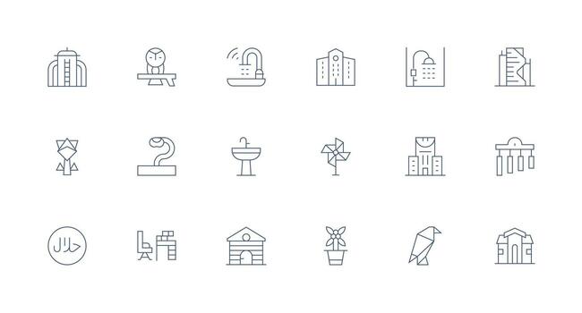 Modern Design Icon Collection with 18 Minimal Line Designs Fully Editable Icon Set for Web vector