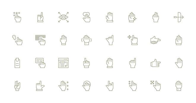 32 Cursor Icons in Thin Line Aesthetic Multi-Purpose Icon Pack for Templates vector