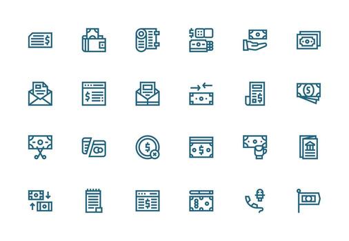 Thick Line Line Icons from Bill Set with 24 Vectors Clean Icon Set Icon Pack for UI Projects