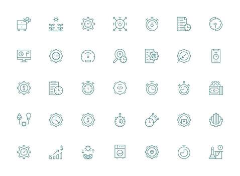 35 Icons for Efficiency in Light Line Format Layout Icon Collection vector
