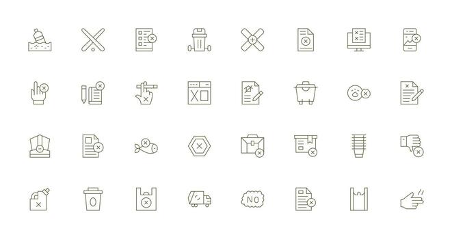 Thin Line Icons from Refuse Set with 32 Vectors Icon Set for Web